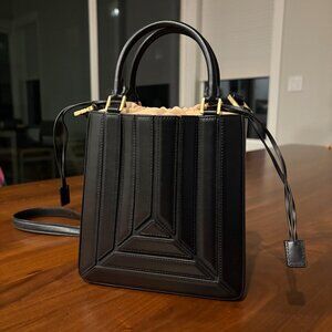 Mlouye Sera Tall Tote Mini - Black leather bag